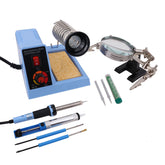 58W Solder Soldering Iron Station Solder Aid Kit Magnifier Desolder Pump 5 Tips